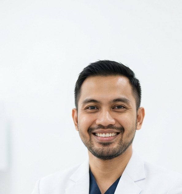 Potret drg. Bimo Anggara mengenakan jas dokter