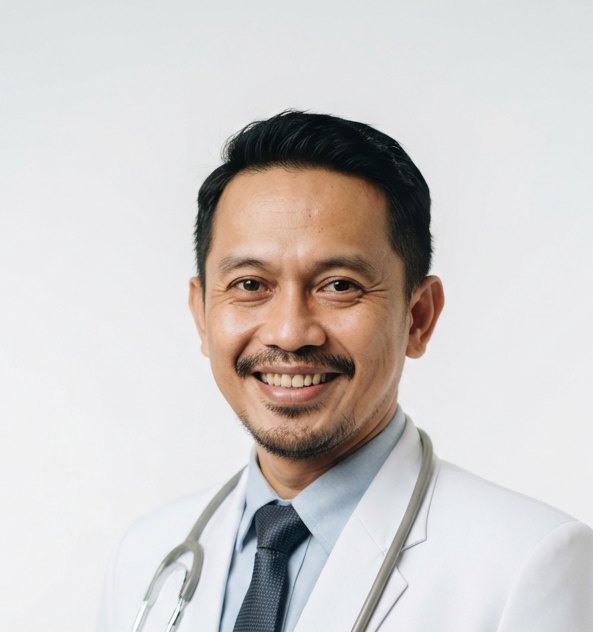 Potret dr. Rangga Wicaksana mengenakan jas dokter
